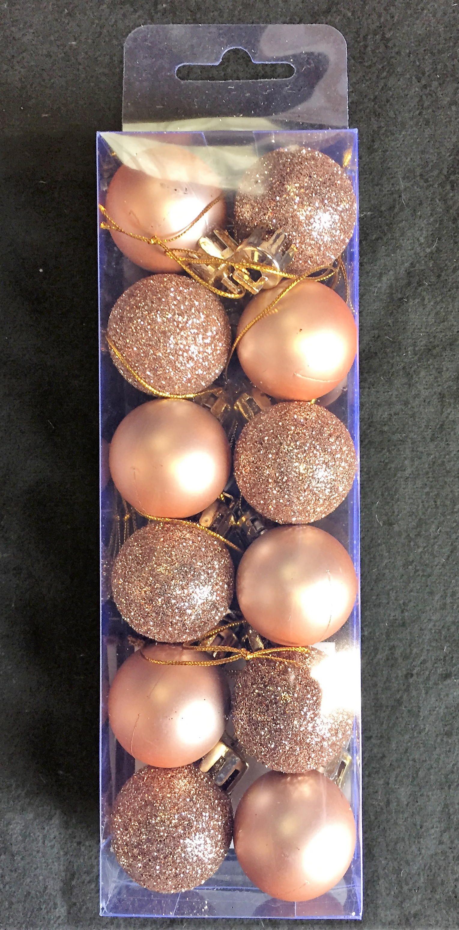 12 x Rose Gold Christmas tree Baubles Decorations Cute Small Mini Size
